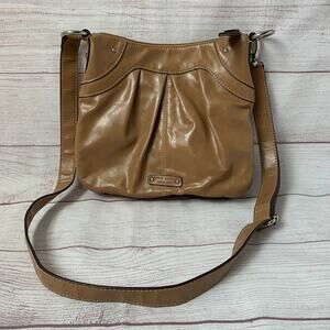 Nine West Camel Brown Crossbody Purse Shoulder Bag Yellow Interior